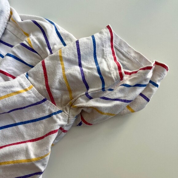 Colorful Stripes White Collared Crop Top - Picture 3 of 3